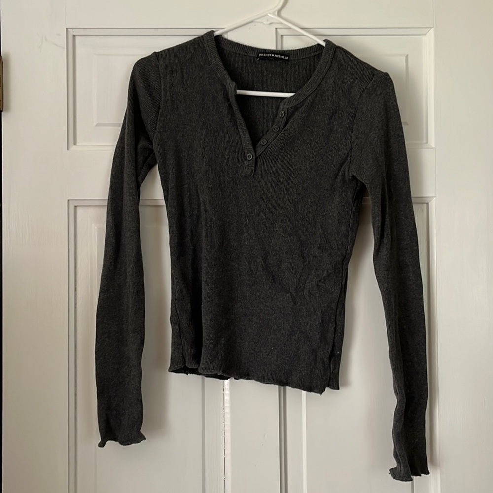 Brandy Melville gray henley top